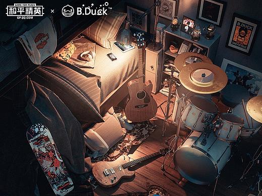 和平精英×B duck系列创意三维海报