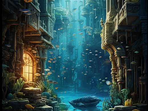 AI绘画｜《深海探险，失落之城的秘密》故事插图系列1