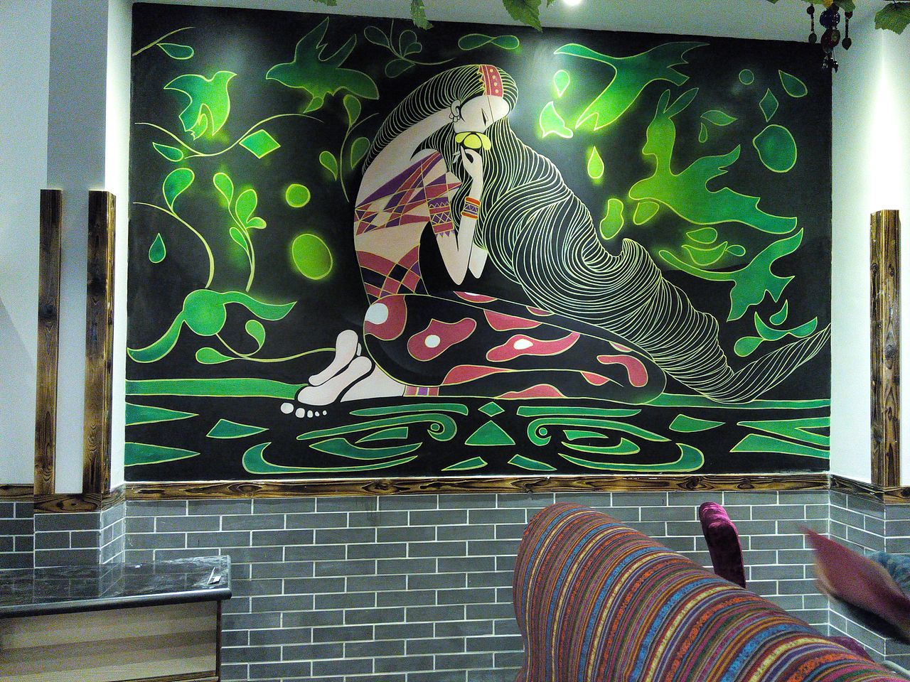 一组傣族风情墙绘作品