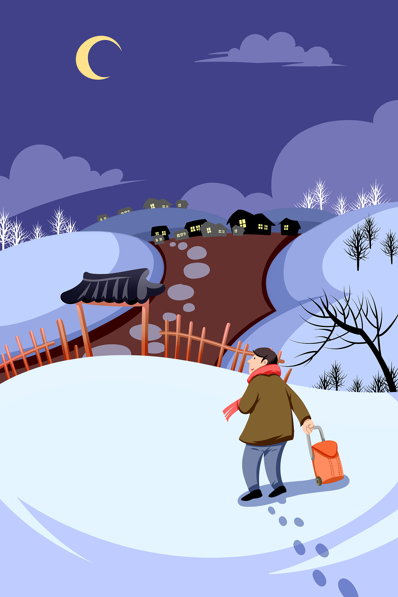 二十四节气之冬至 滑雪的雪人|插画|商业插画|Y颜颜颜 - 原创作品 - 站酷 (ZCOOL)