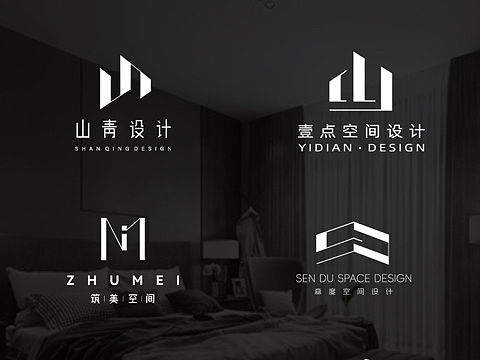 近期的室内空间logo设计，建筑几何相关行业logo案例