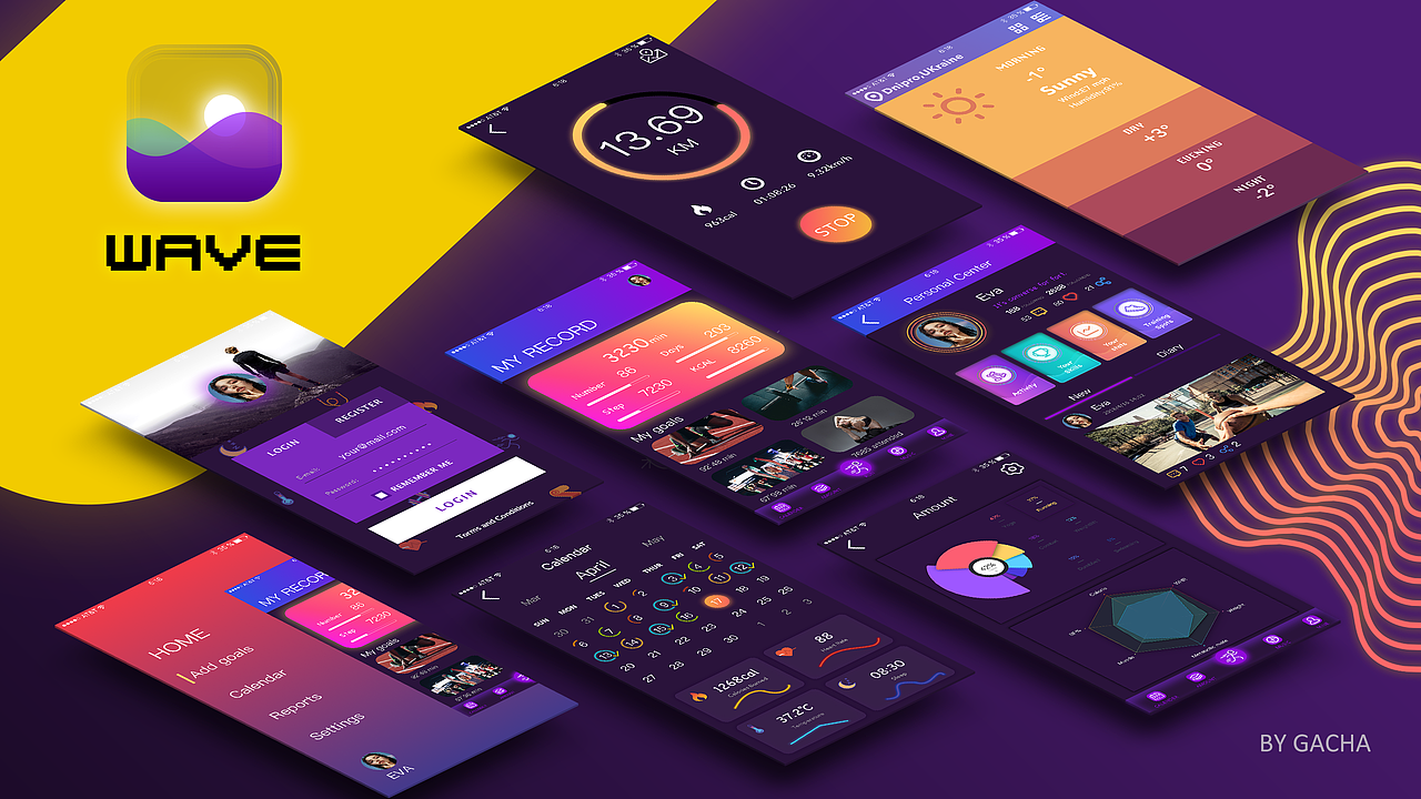 WAVE—健身app设计（动效新设计）（图ZMTIxODc4MTM2） - 软件界面 - 站酷设计师下水道大头鱼原创素材 - 站酷ZCOOL