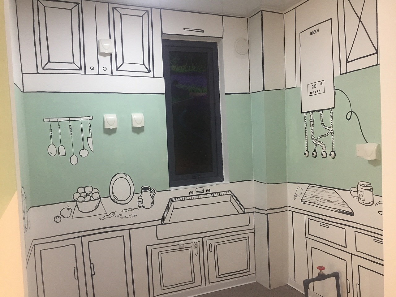 手绘清水样板间墙绘孔雀城悦未来2