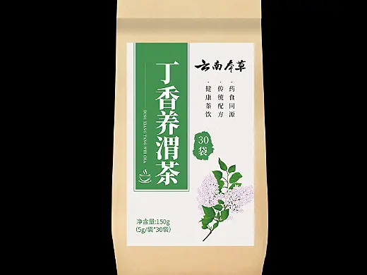 养生茶牛皮纸袋包装标签设计