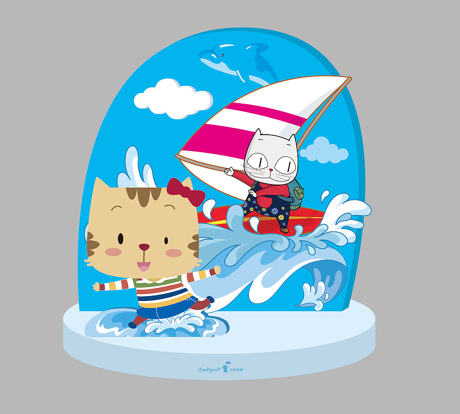 央视连播动画云彩面包商业主题美陈展