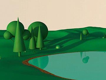 小溪小场景-C4D简易图形