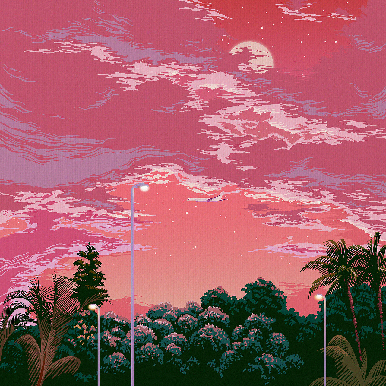 厦门citypop复古插画专辑封面设计