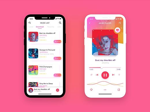 iPhone X music player 页面