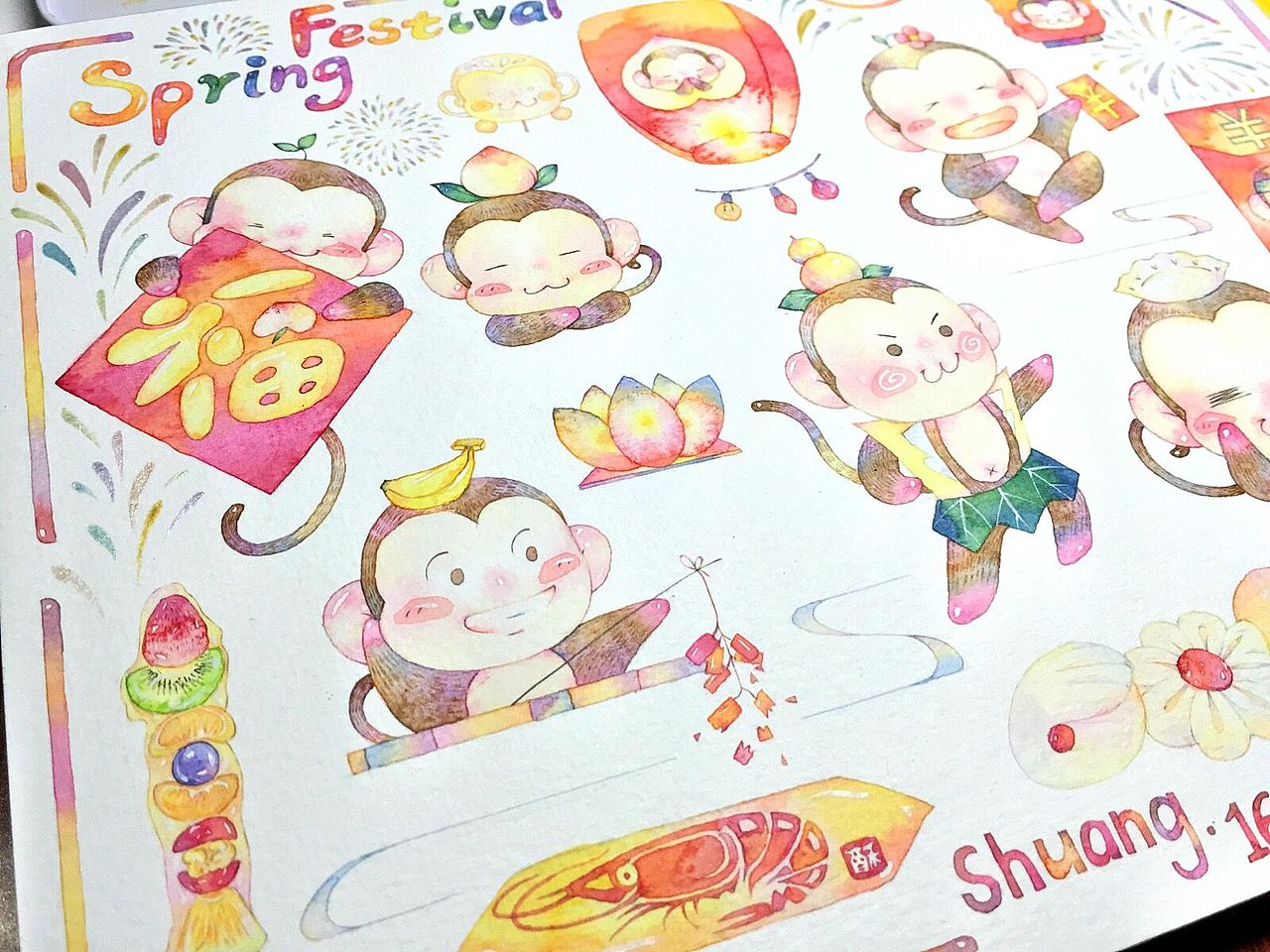 猴年猴开心（图ZNDE4NDc2OTY=） - 商业插画 - 站酷设计师双兔纸原创素材 - 站酷ZCOOL