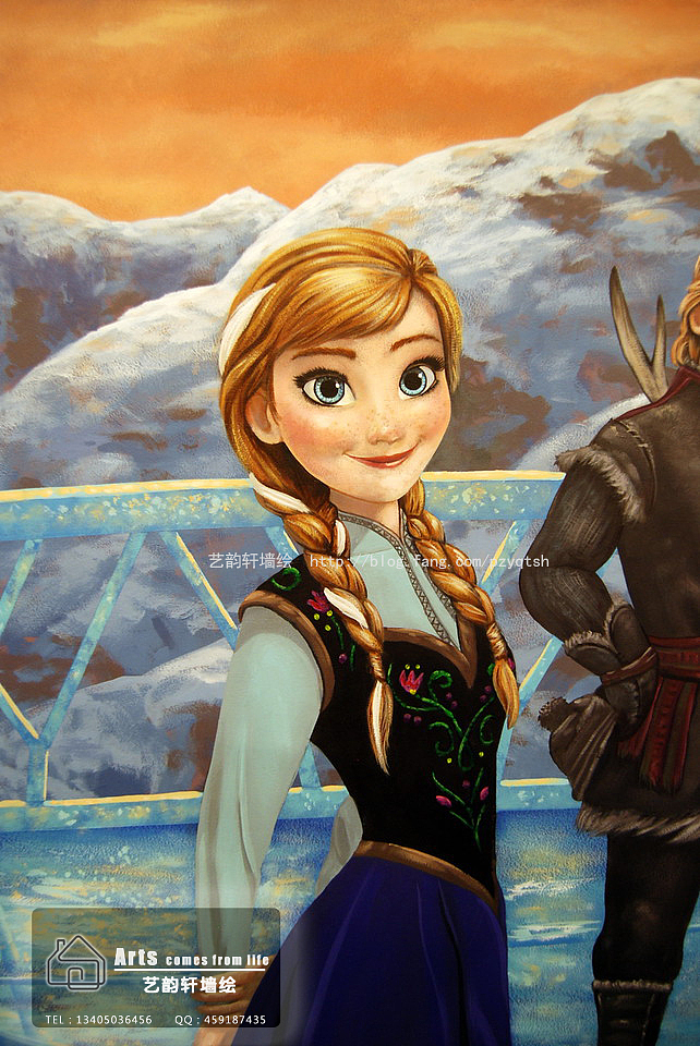 卧室里的墙绘 冰雪奇缘