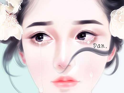 言情流泪美女转手绘练习