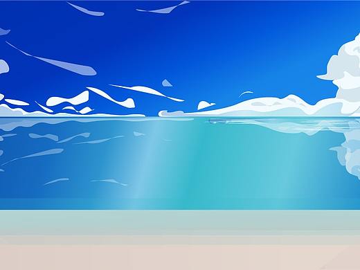 天空、海、沙滩