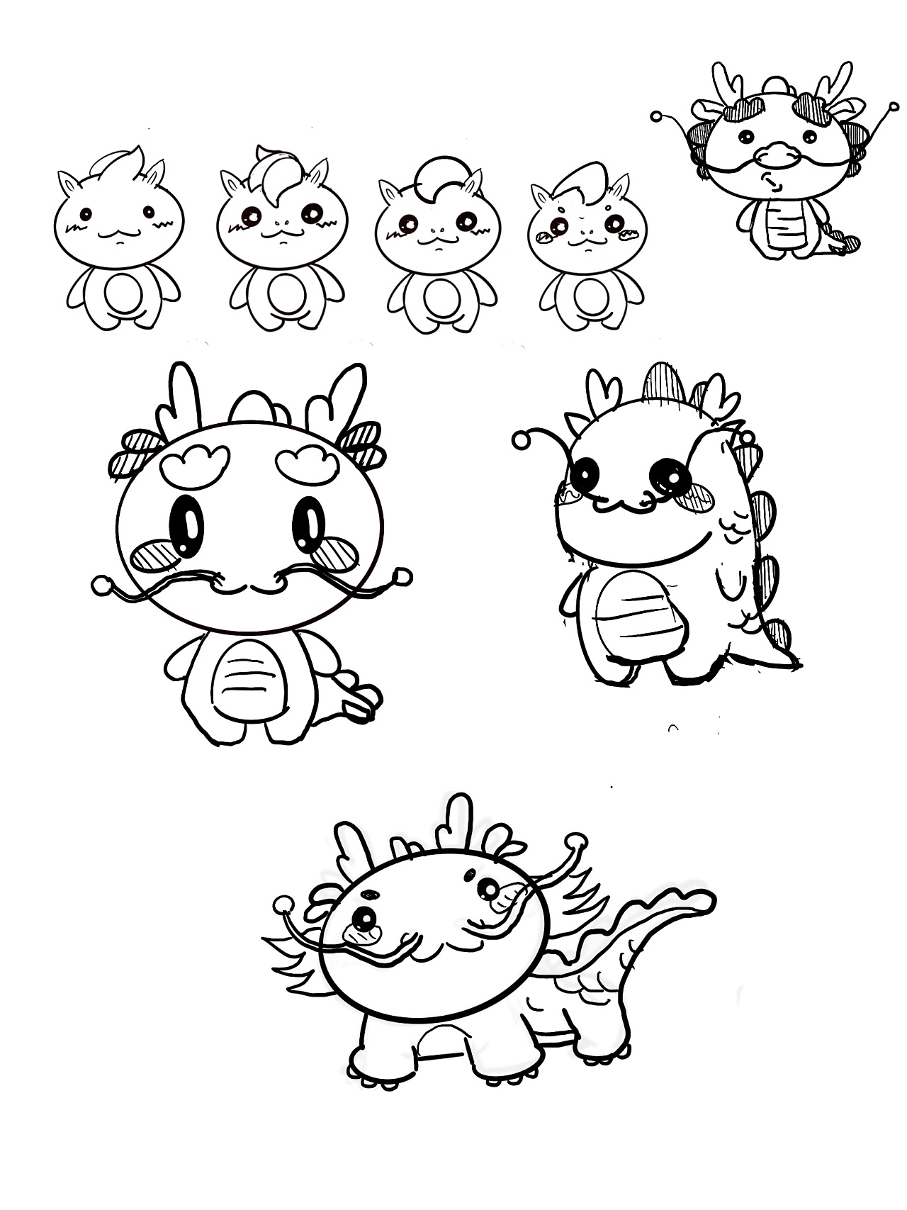 公司吉祥物小伙伴部分手稿以及部分细化