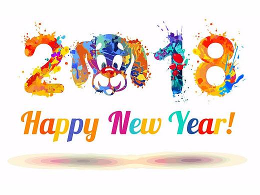 2018狗年新年快樂水墨水彩（個人主頁-ZMjU4NjM2ODQ=） - 圖案 - 站酷設(shè)計師水竹曦原創(chuàng)素材 - 站酷ZCOOL