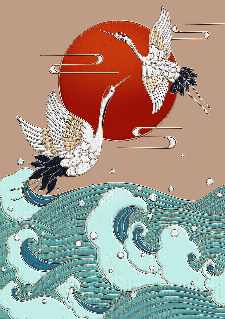 仙鹤装饰画（图ZMjM4NDgxMzgw） - 艺术插画 - 站酷设计师HHJune原创素材 - 站酷ZCOOL