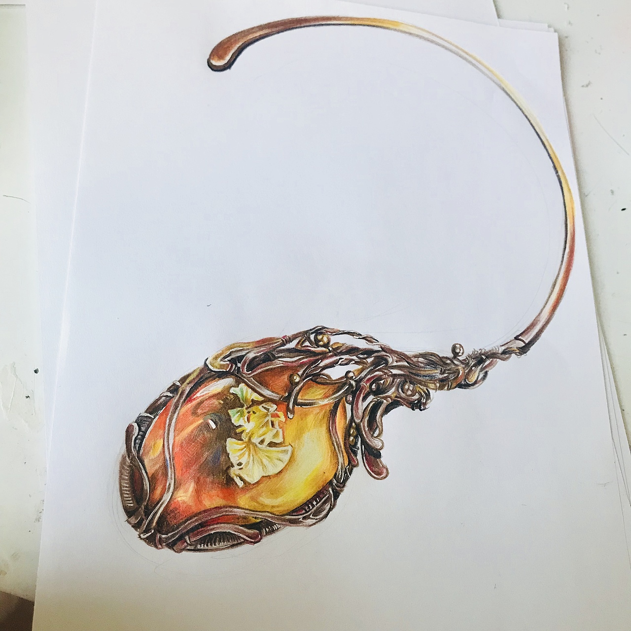 木变石项链（彩铅）