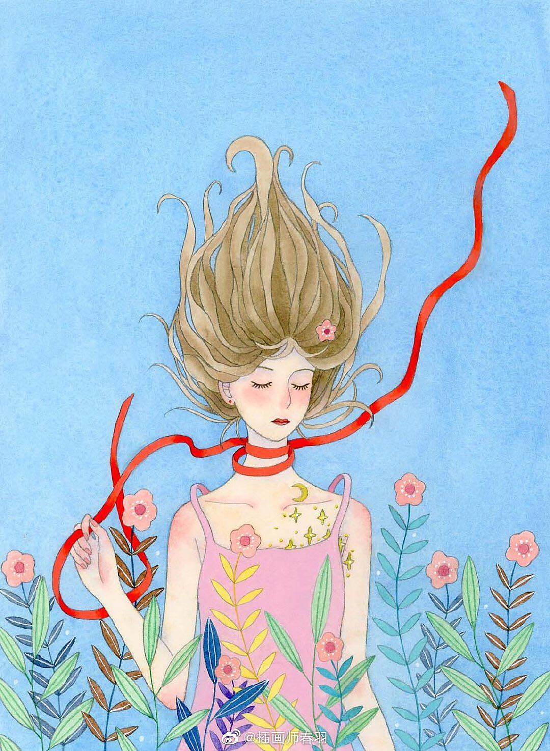 少女系列二（图ZMjczMzcyMzg0） - 商业插画 - 站酷设计师插画师春羽原创素材 - 站酷ZCOOL