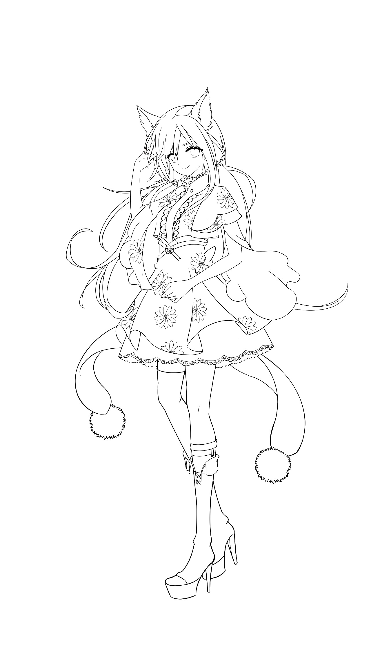 灰色背景举报收藏分享原创作品插画游戏原画二次元板绘猫女萌妹子金波