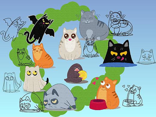 可爱的猫星人插画创作