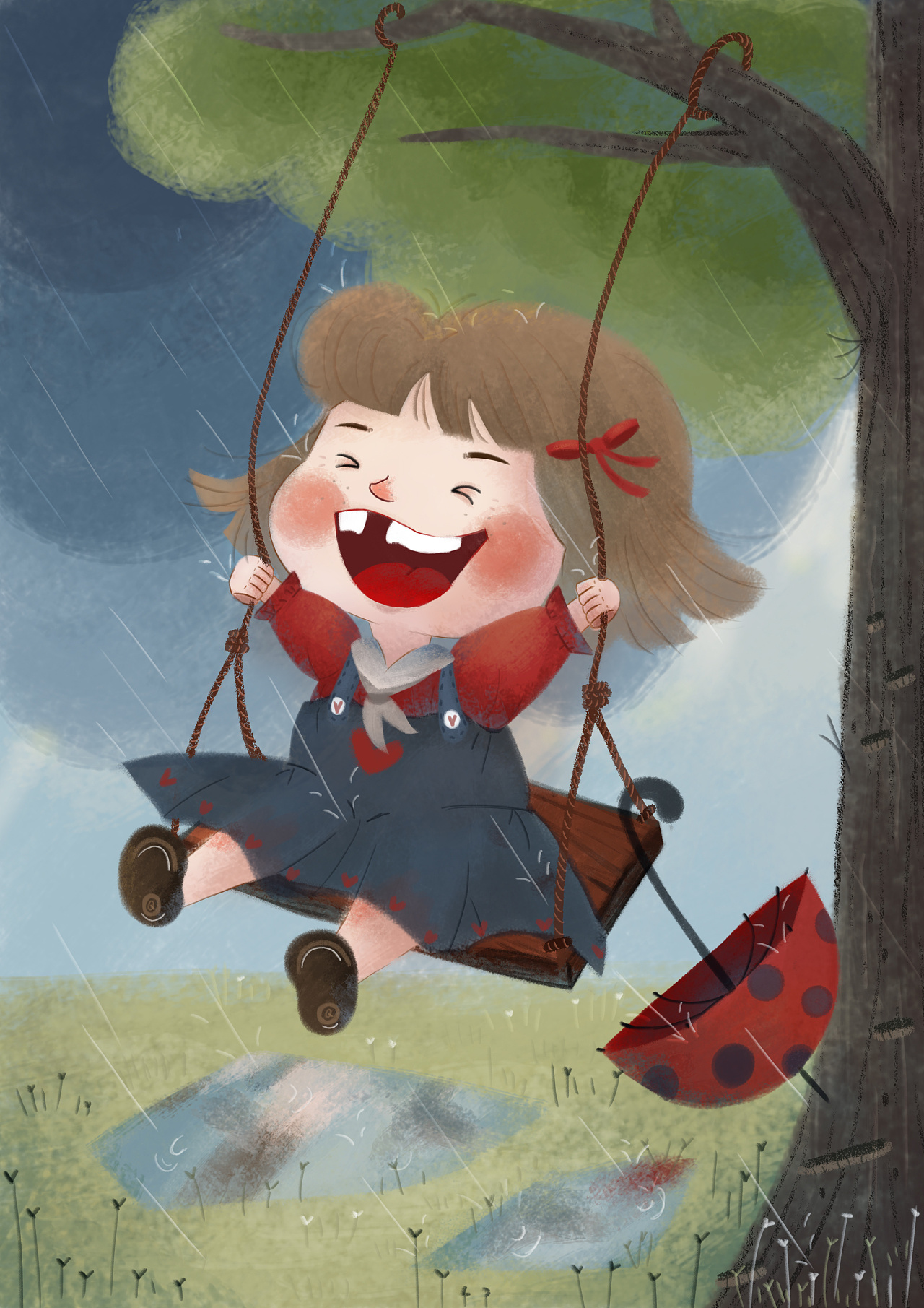 雨中的快乐|插画|儿童插画|小琴xq - 原创作品 - 站酷 (zcool)