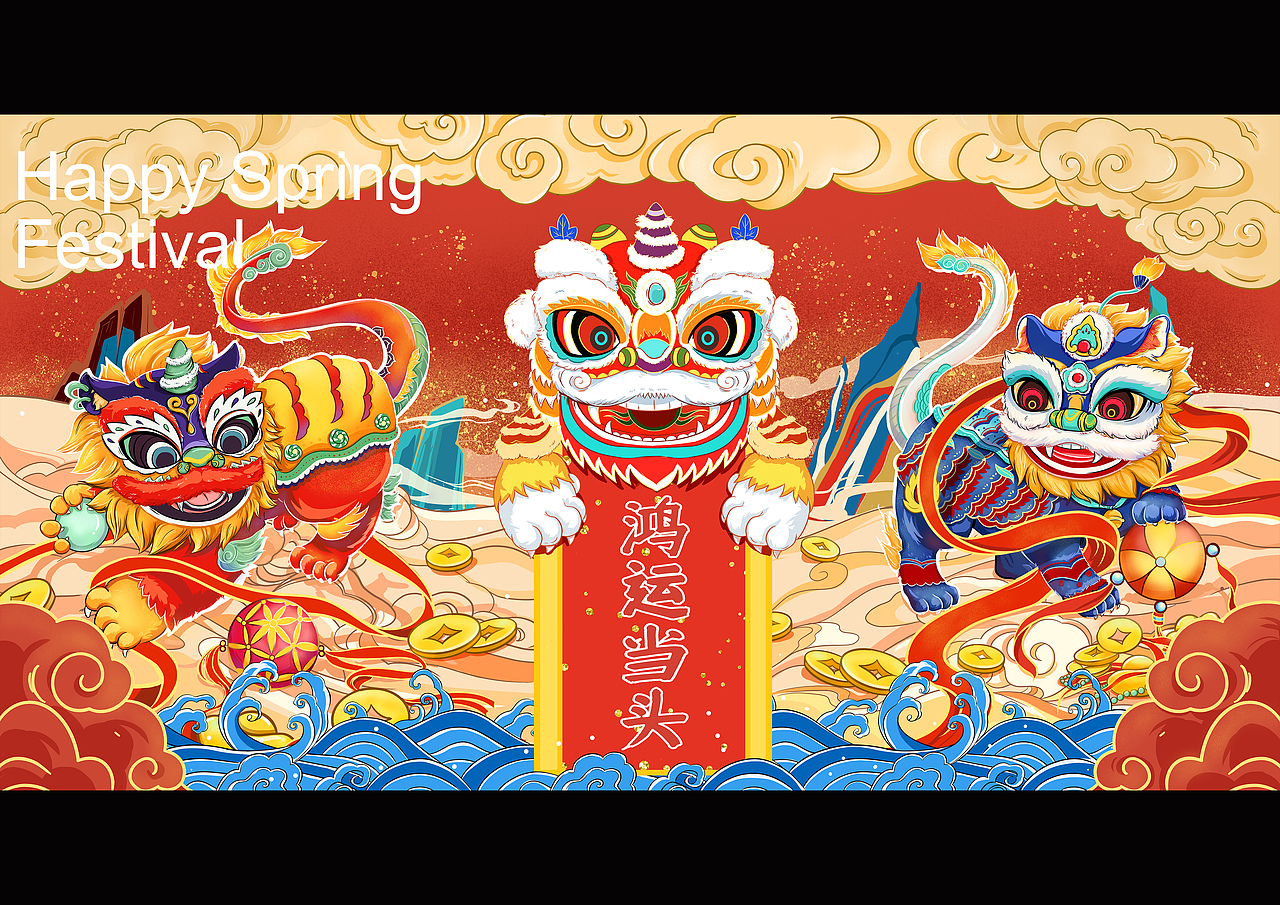 永和豆浆新春国潮插画——《鸿运当头》