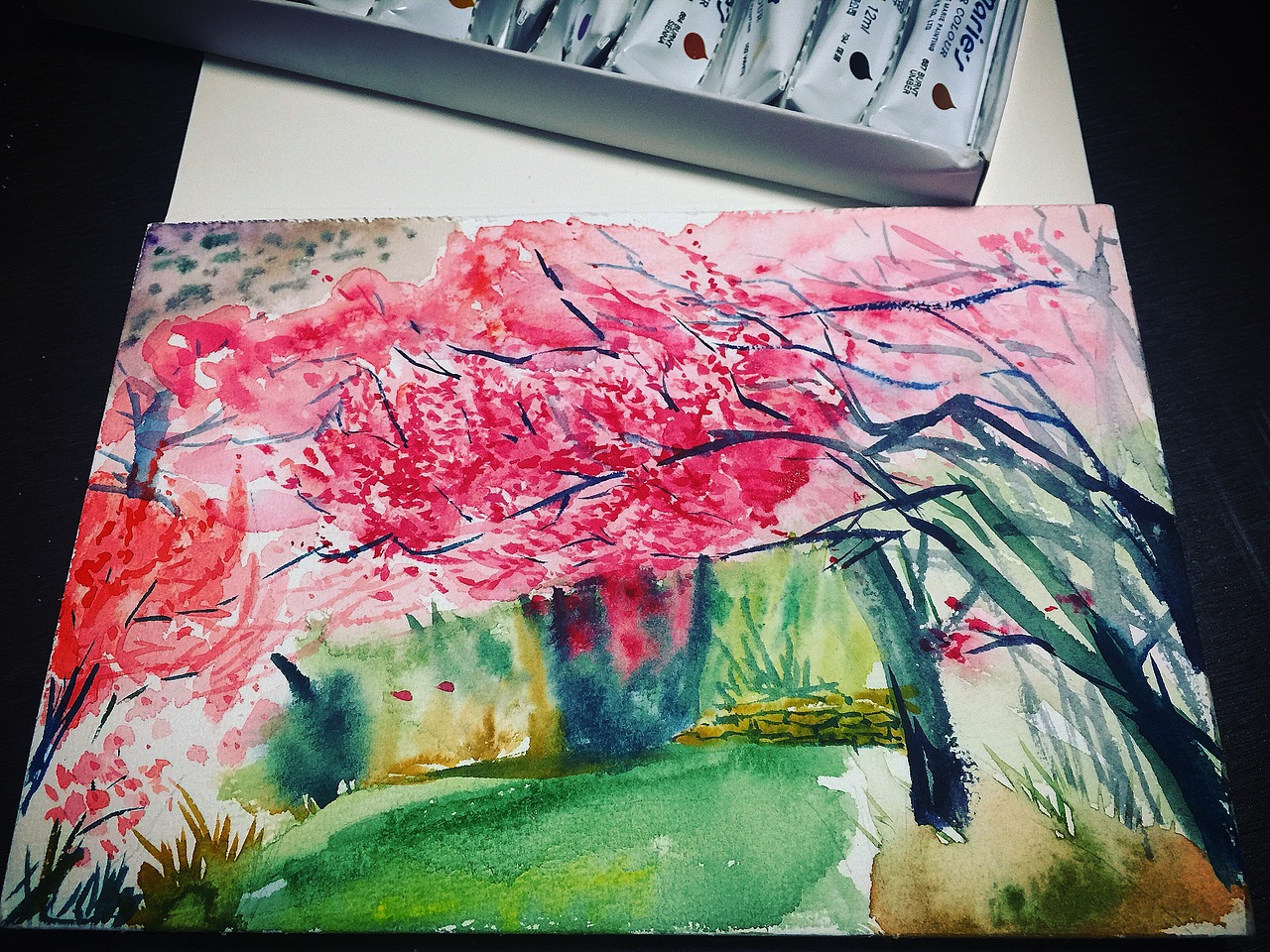 手绘丙烯和水彩