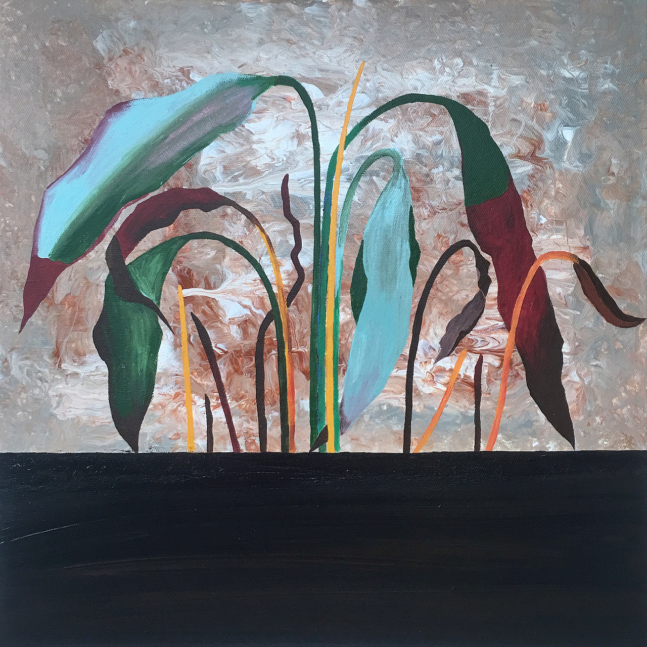 《垂死的花》
布面丙烯<br>70×70cm