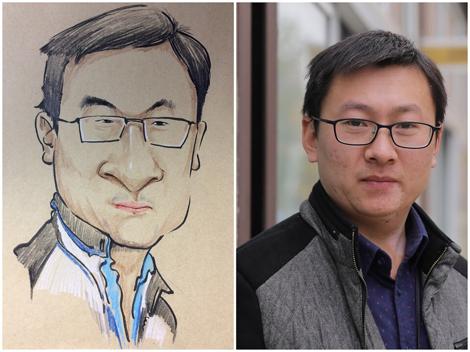 建筑工人彩铅肖像漫画