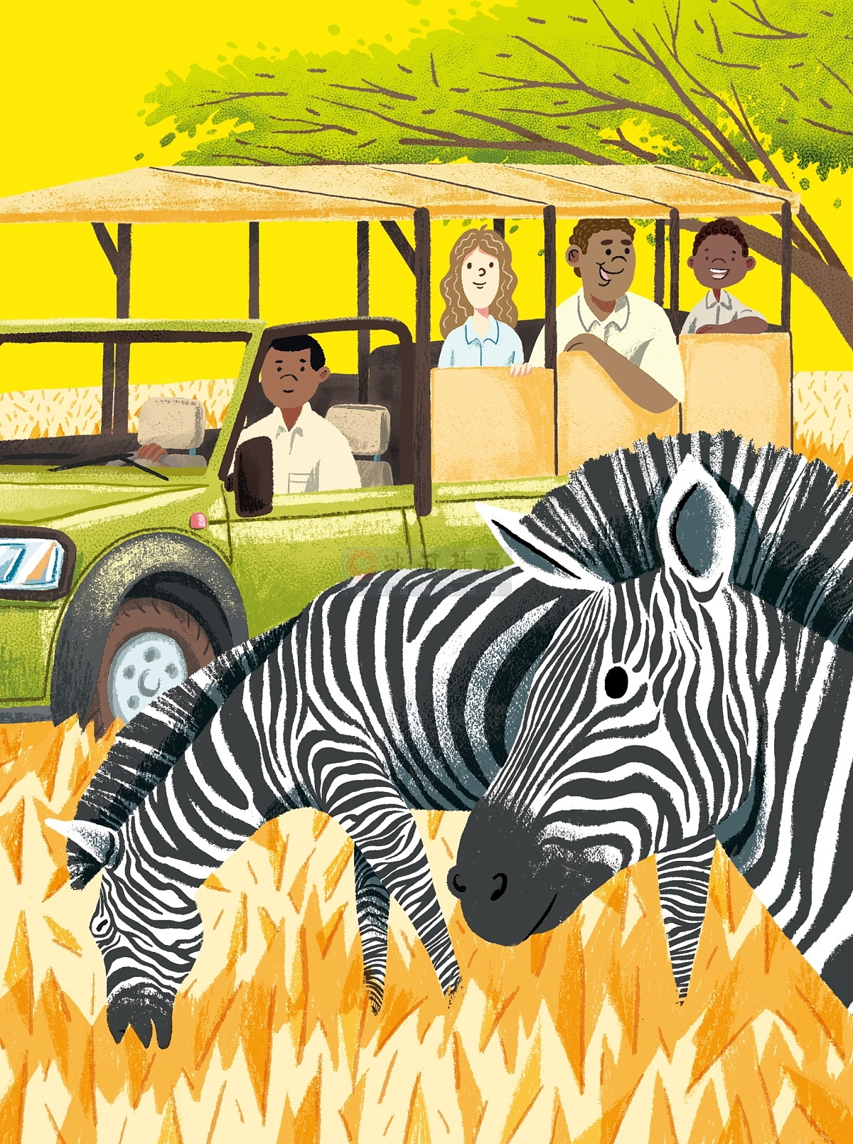 扁平无线矢量故事原创绘本插画