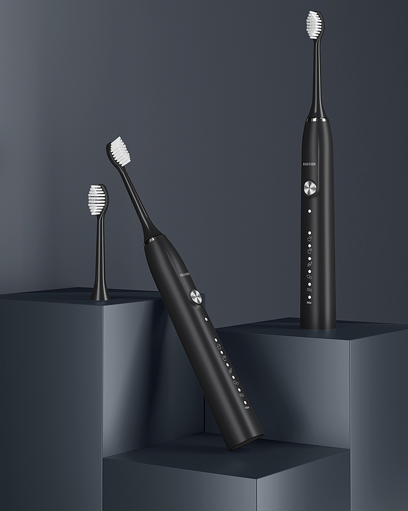 黑色电动牙刷渲染