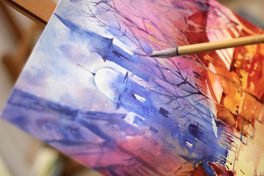 水彩街景完成✅✅