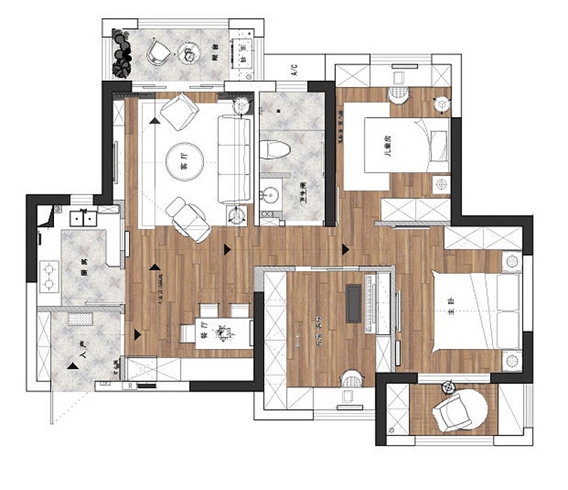 东润泰和115平三室两厅样板间美式风格装修设计（图ZODM2MTk3MzY=） - Home Decoration Design - 站酷设计师美巢装饰总部原创素材 - 站酷ZCOOL