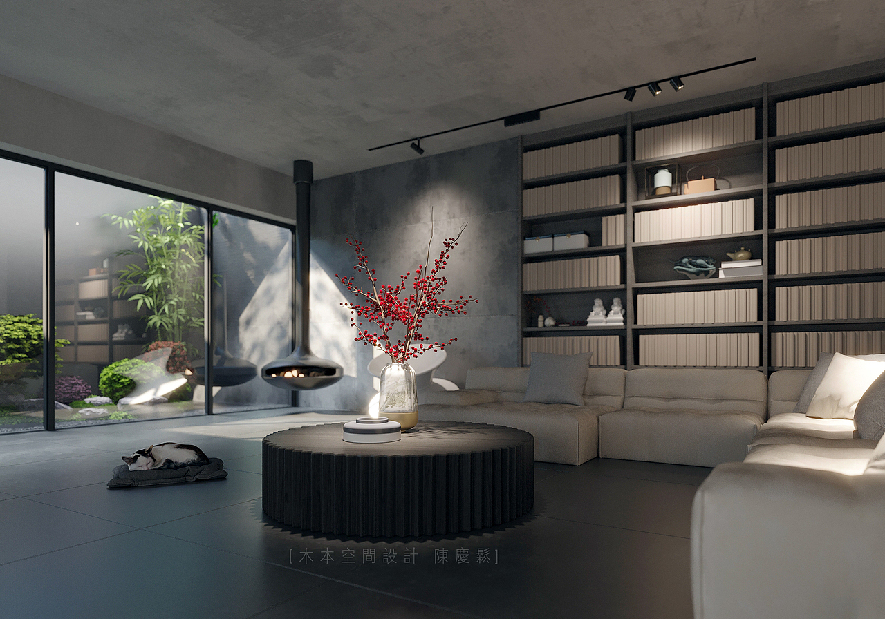 [木本空间设计]  壁炉与猫