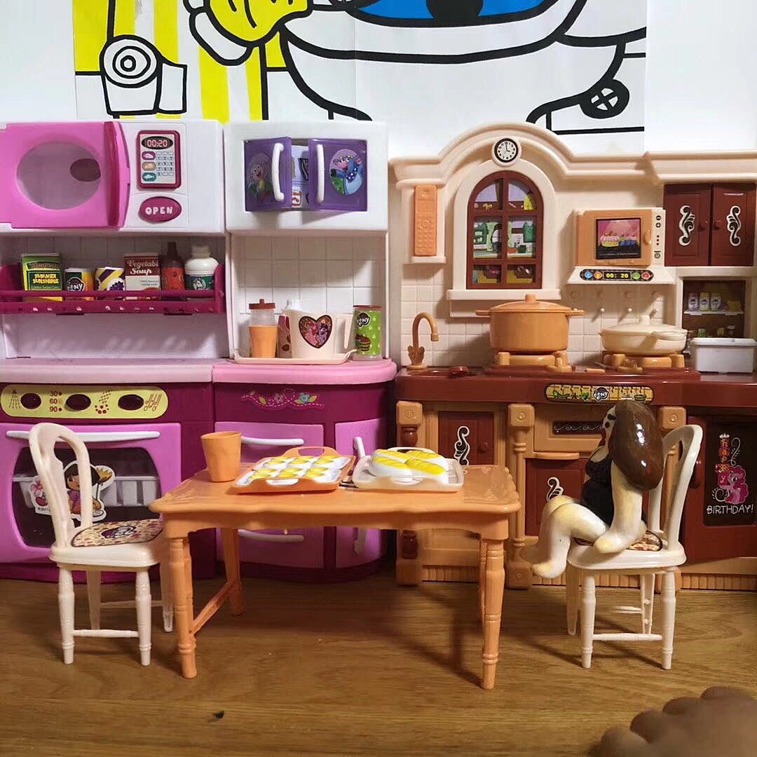 一组超轻黏土食玩和软陶小胖妞的组合