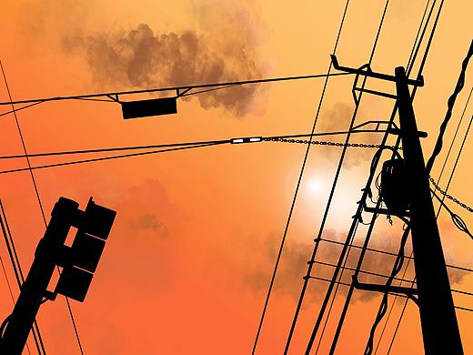 在iPad上用procreate画黄昏夕阳落霞极光