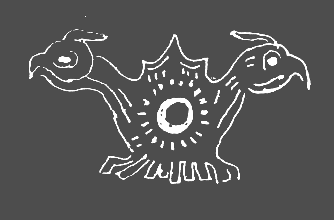 浙江河姆渡出土的距今6900年前的连体太阳鸟纹就有两个对称的鸟头