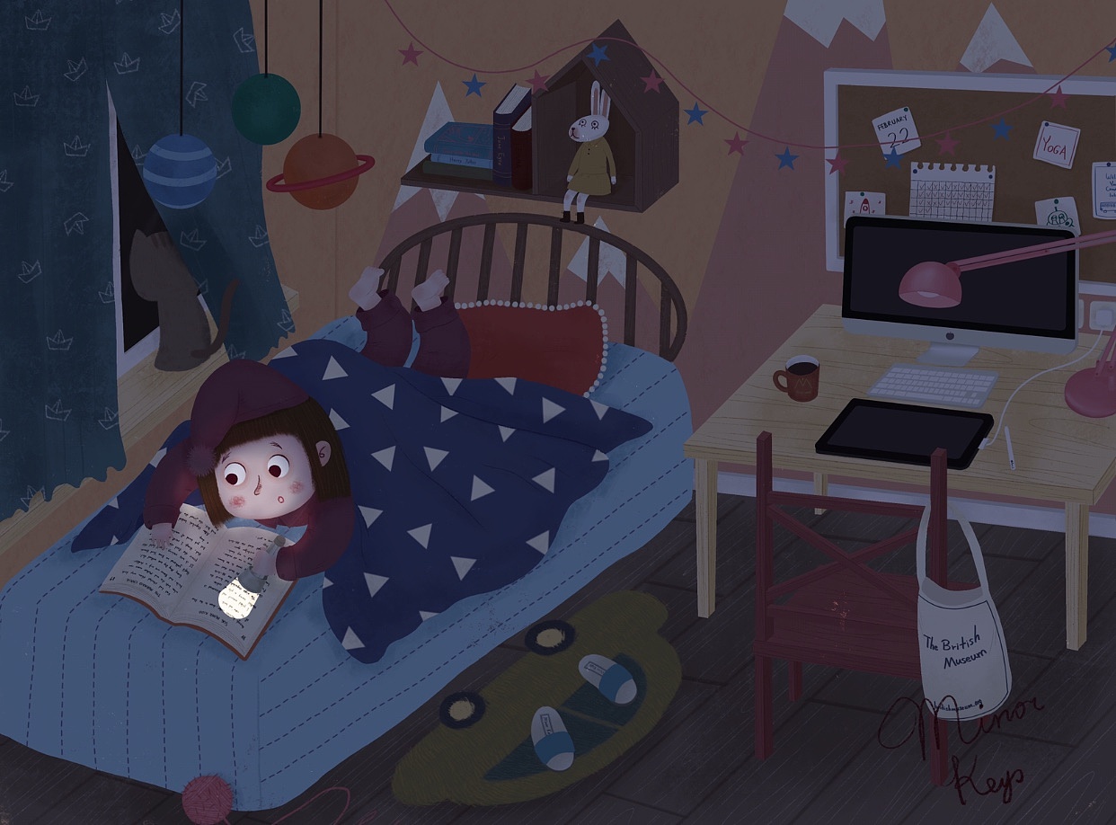 夜读|插画|儿童插画|甜辰子 - 原创作品 - 站酷 (zcool)