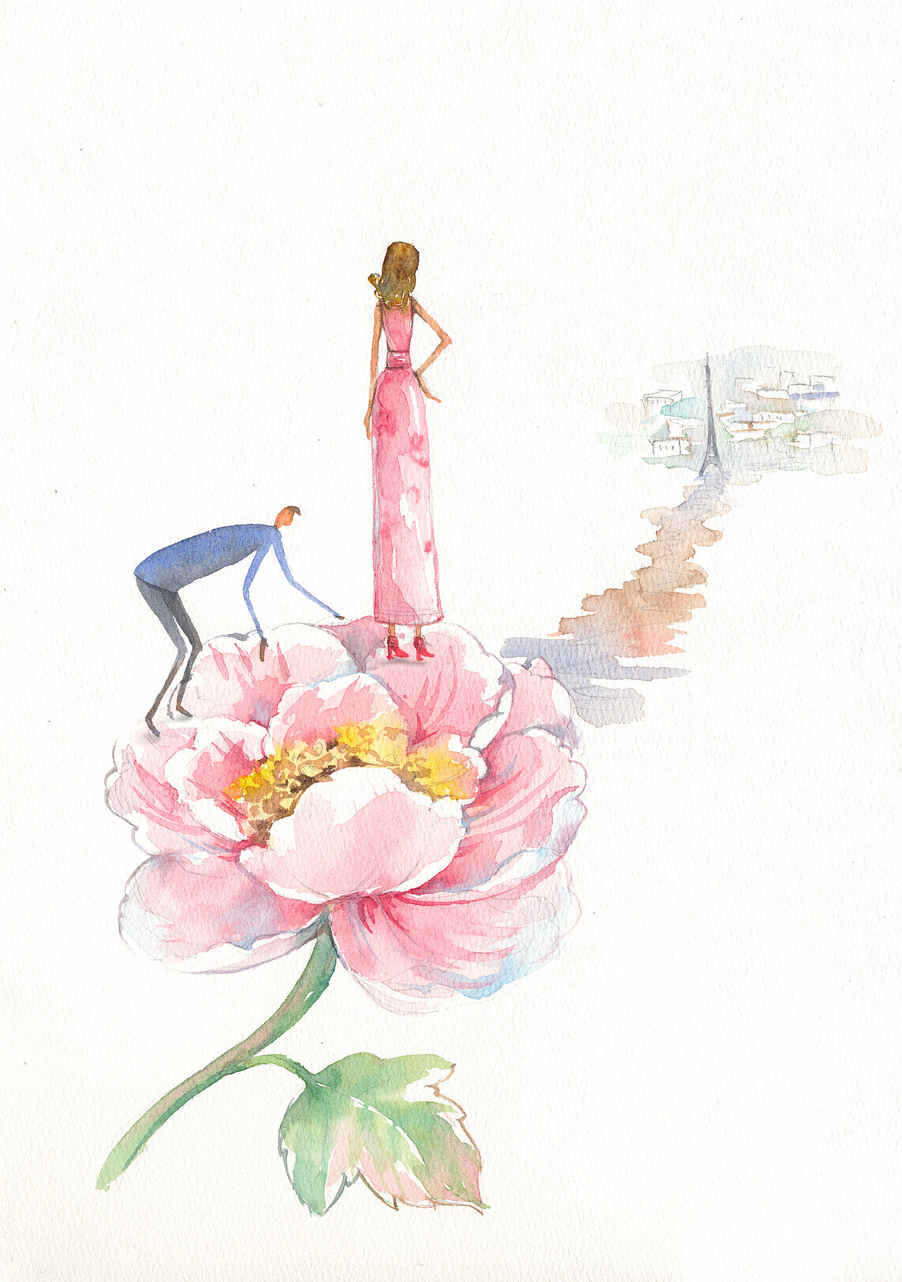 水彩插画作品 小说插画 手绘水彩约稿 大叔漫画王西振