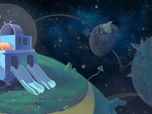 Q版宇宙空间玩具小火车