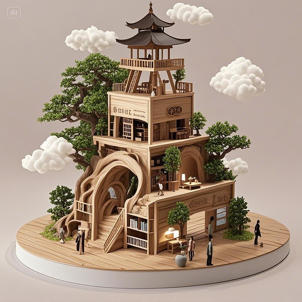 芸窗古语·云书荟·树屋（图ZMzg2MDY5Nzg0） - 工艺品设计 - 站酷设计师飞云汀澜原创素材 - 站酷ZCOOL