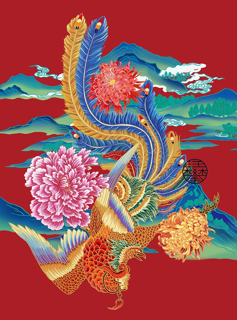 七彩凤凰插画酒包装、茶包装设计（图ZMzUzNTU2NTAw） - 商业插画 - 站酷设计师鲲鹏设计插画汪攀原创素材 - 站酷ZCOOL