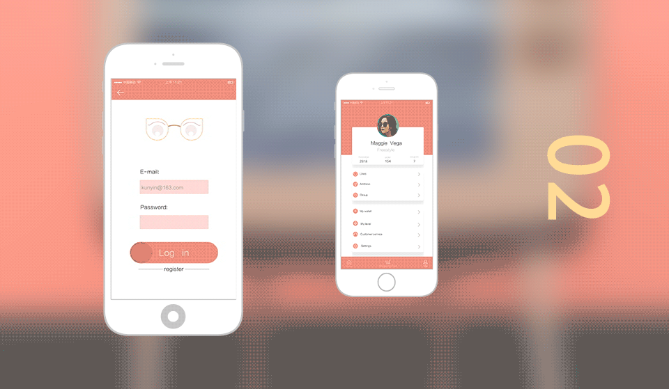 iphone6pink风格的UI动效手机界面app