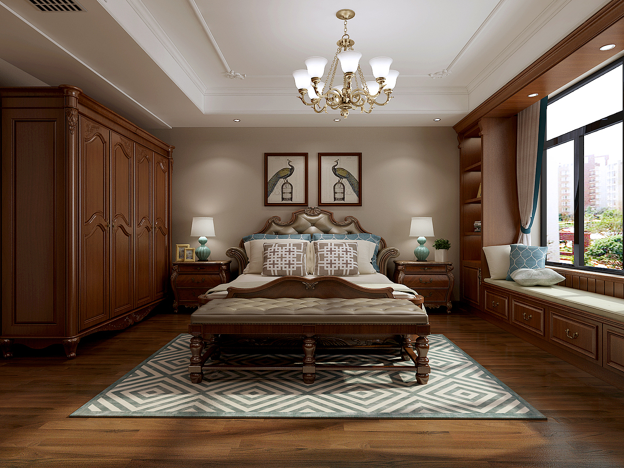 【朝阳首府】160平美式风格装修效果图