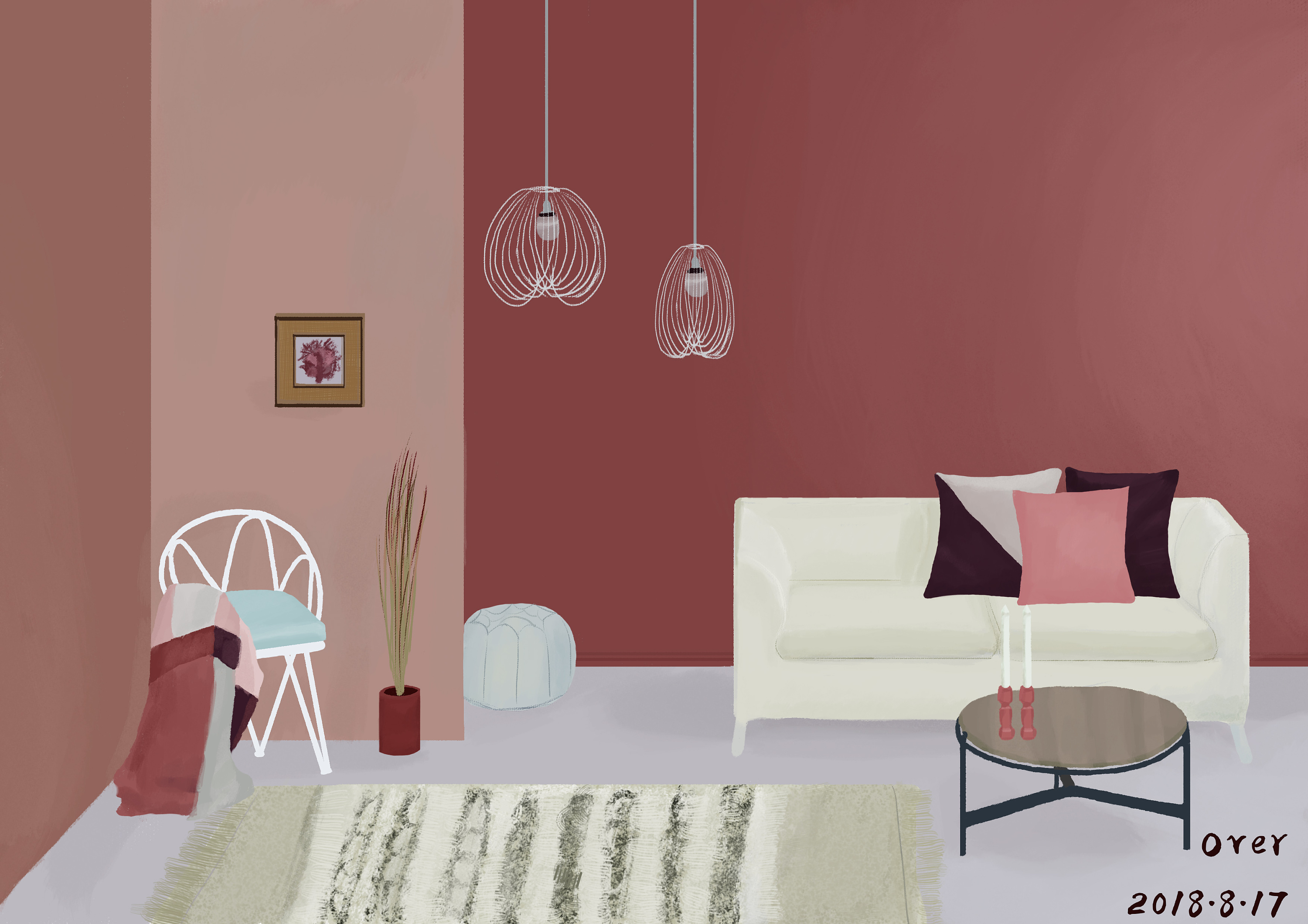 ps手绘房间摆设