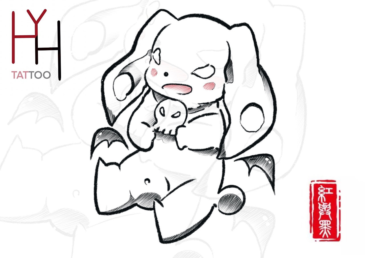 恶魔小兔子纹身手稿