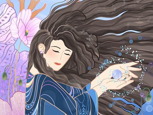 如水似花—妇女节海报（个人主页-ZNTgzODg0ODg=） - 商业插画 - 站酷设计师耳东下茶原创素材 - 站酷ZCOOL