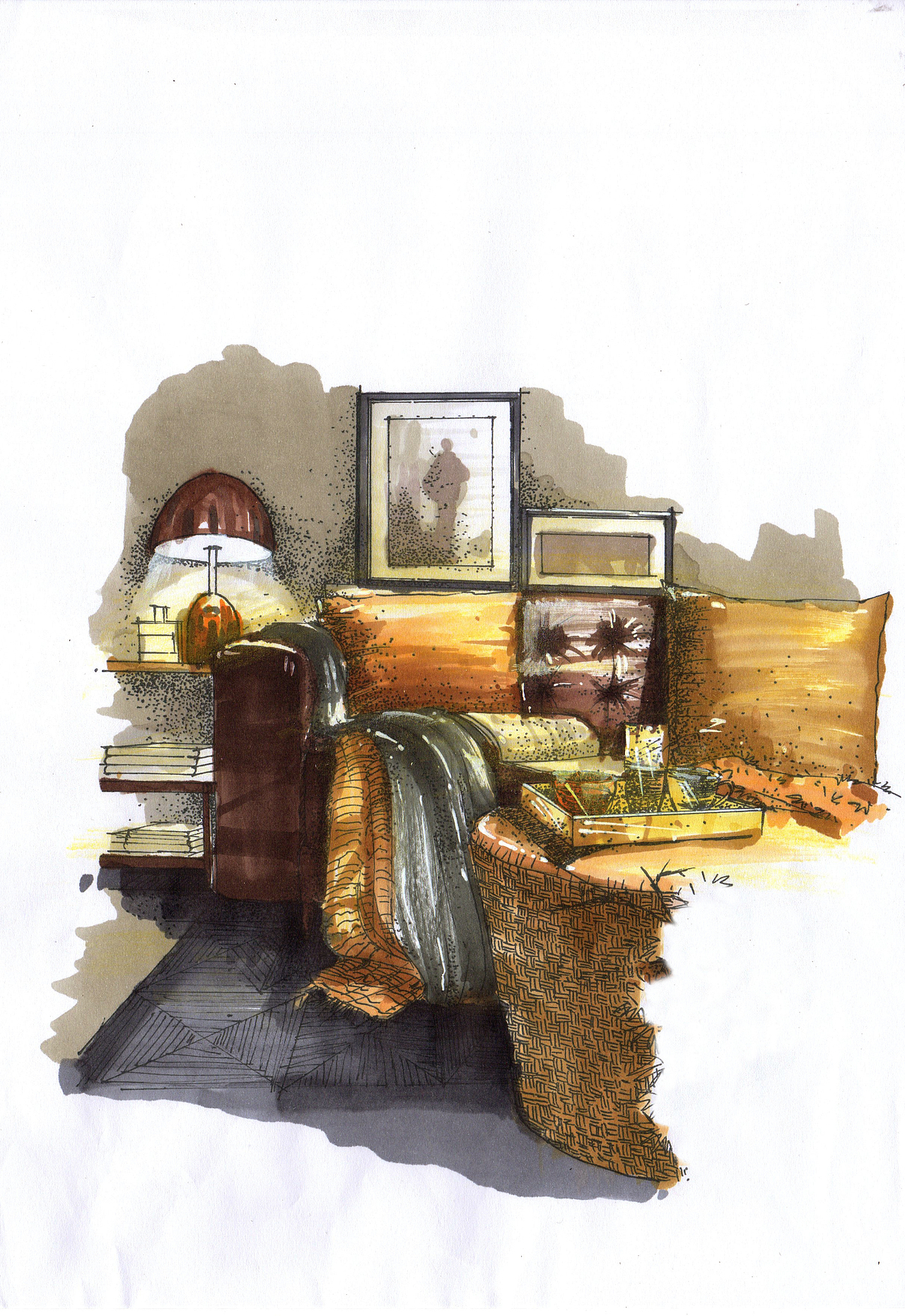 室内设计马克笔效果图（图ZMTI1NDAyNTg0） - 家装设计 - 站酷设计师李书妮原创素材 - 站酷ZCOOL