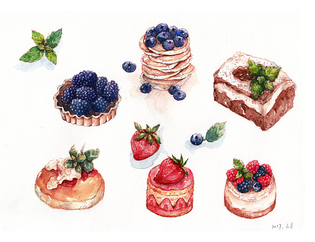 各种花卉，甜点（图ZMTIzNzE5OTc2） - 商业插画 - 站酷设计师花花酱O原创素材 - 站酷ZCOOL