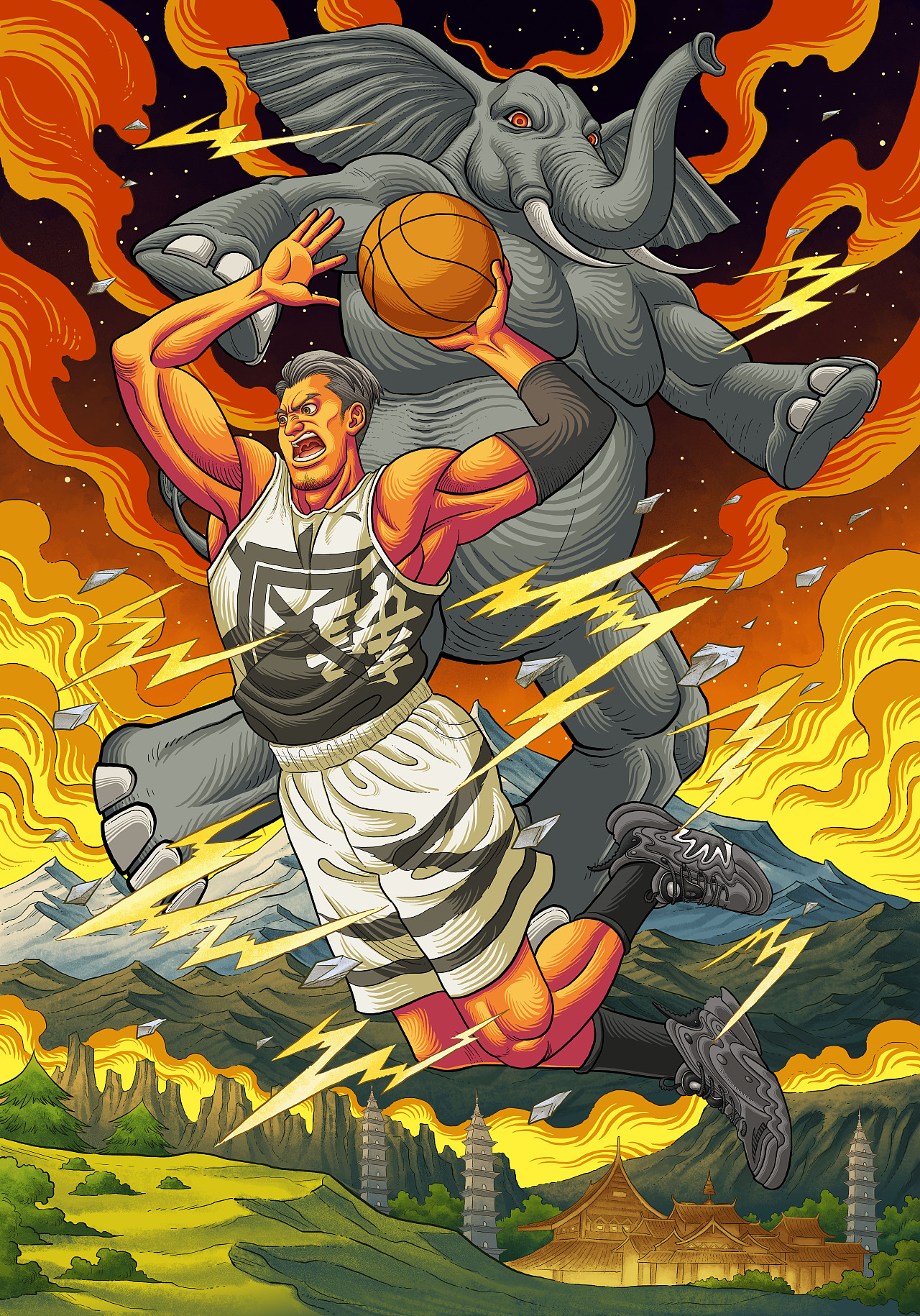 篮球插画系列创作