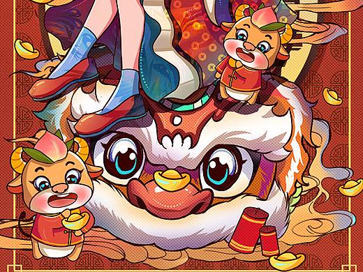 新年潮流插画涂鸦设计